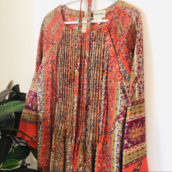 Vintage boho 70s Albert Nipon dress S/M - Picture 9 of 12